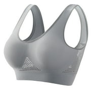 Penkiiy Breathable Cool Liftup Air Bra, 2024 Upgraded Plus Size Comfortable Mesh Sports Bras for Women, Seamless Wireless L Gray